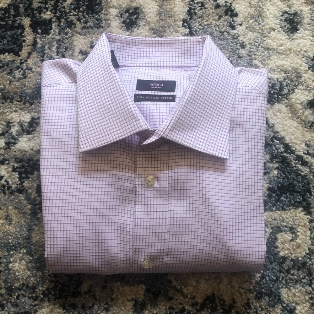 Alara Light Purple Checked Long Sleeve Botton Down